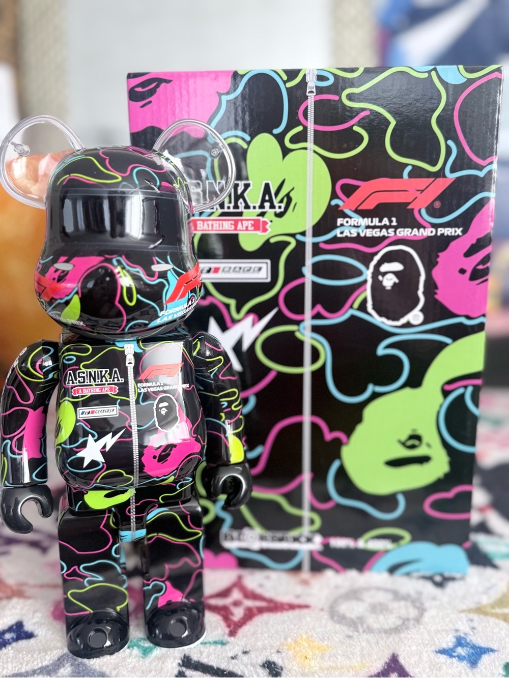 BAPE F1  Bearbrick 400% 100% SET- LIKE NEW